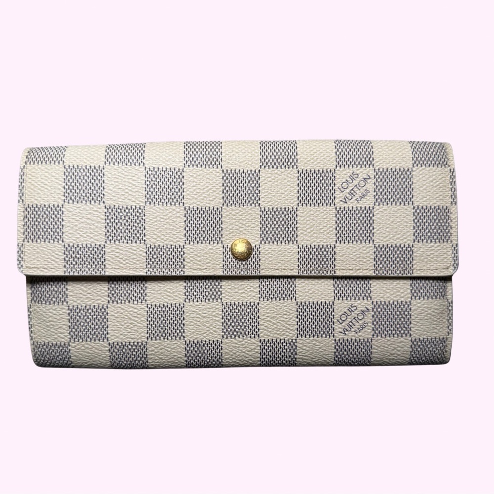 Louis Vuitton Josephine Damier Azur Wallet in White and Gray